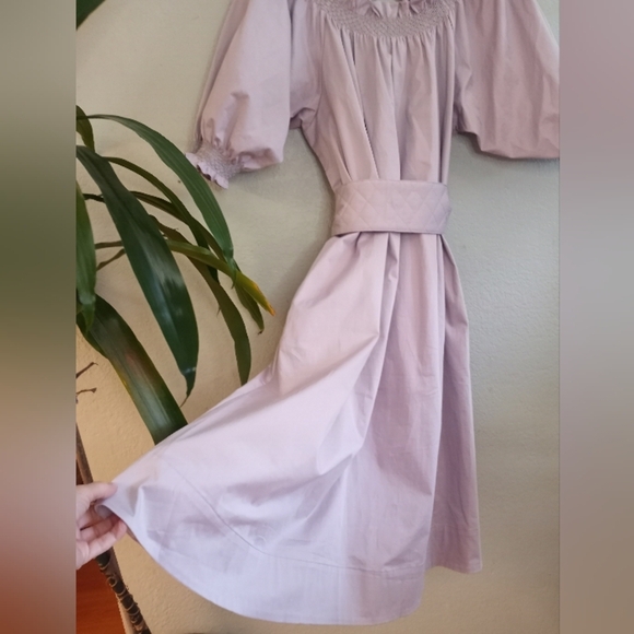 Cynthia Rowley Helena Off The Shoulder Pale Lilac Coquette Girl Obi Belt A Line - Picture 6 of 9